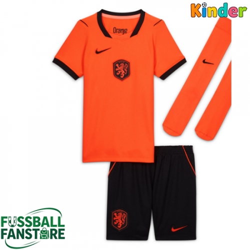 Niederlande Replik Heimtrikot Kinder WM 2026 Kurzarm (+ Kurze Hosen)